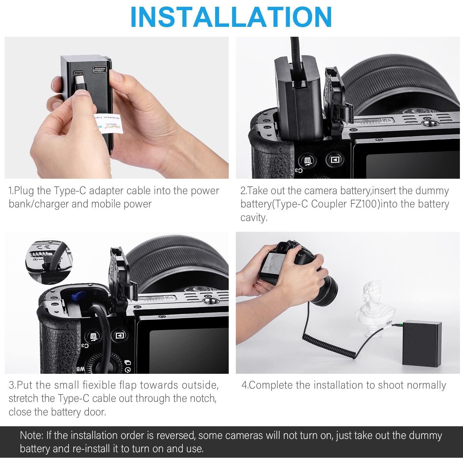 Adaptador de Alimentación FOMITO NP-FZ100 USB-C para Cámara Sony