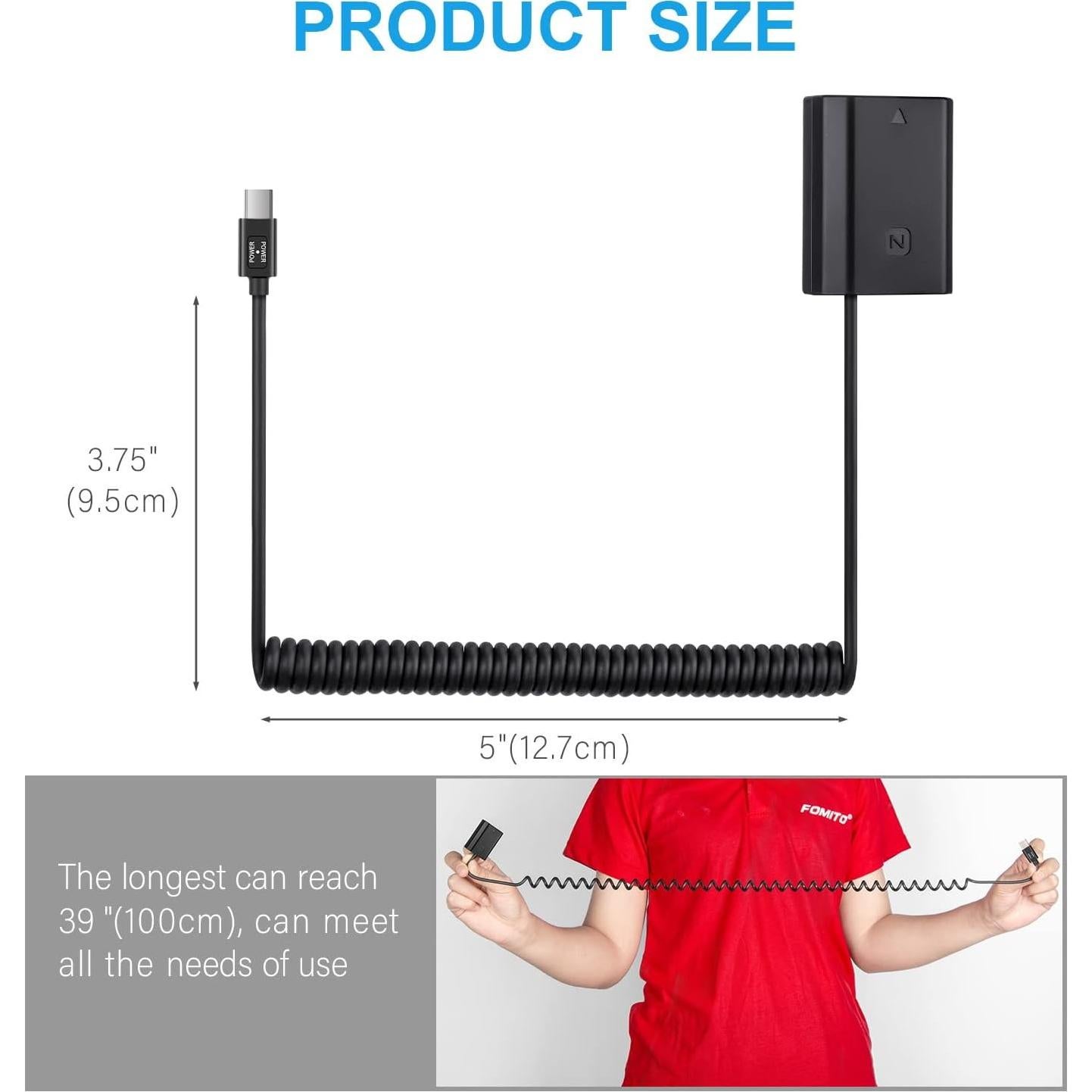 Adaptador de Alimentación FOMITO NP-FZ100 USB-C para Cámara Sony