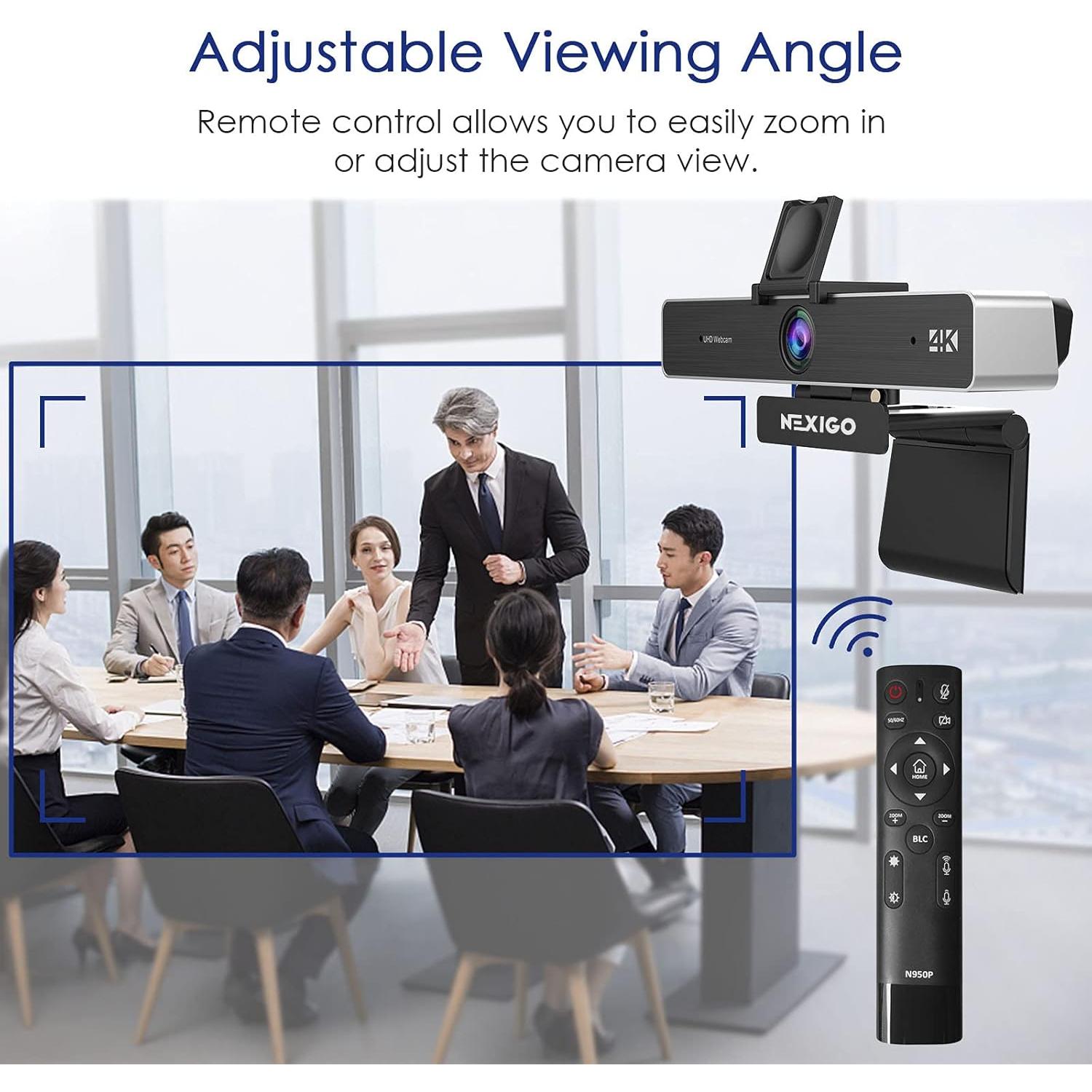 Webcam 4K NexiGo N950P con Control Remoto y Luz LED
