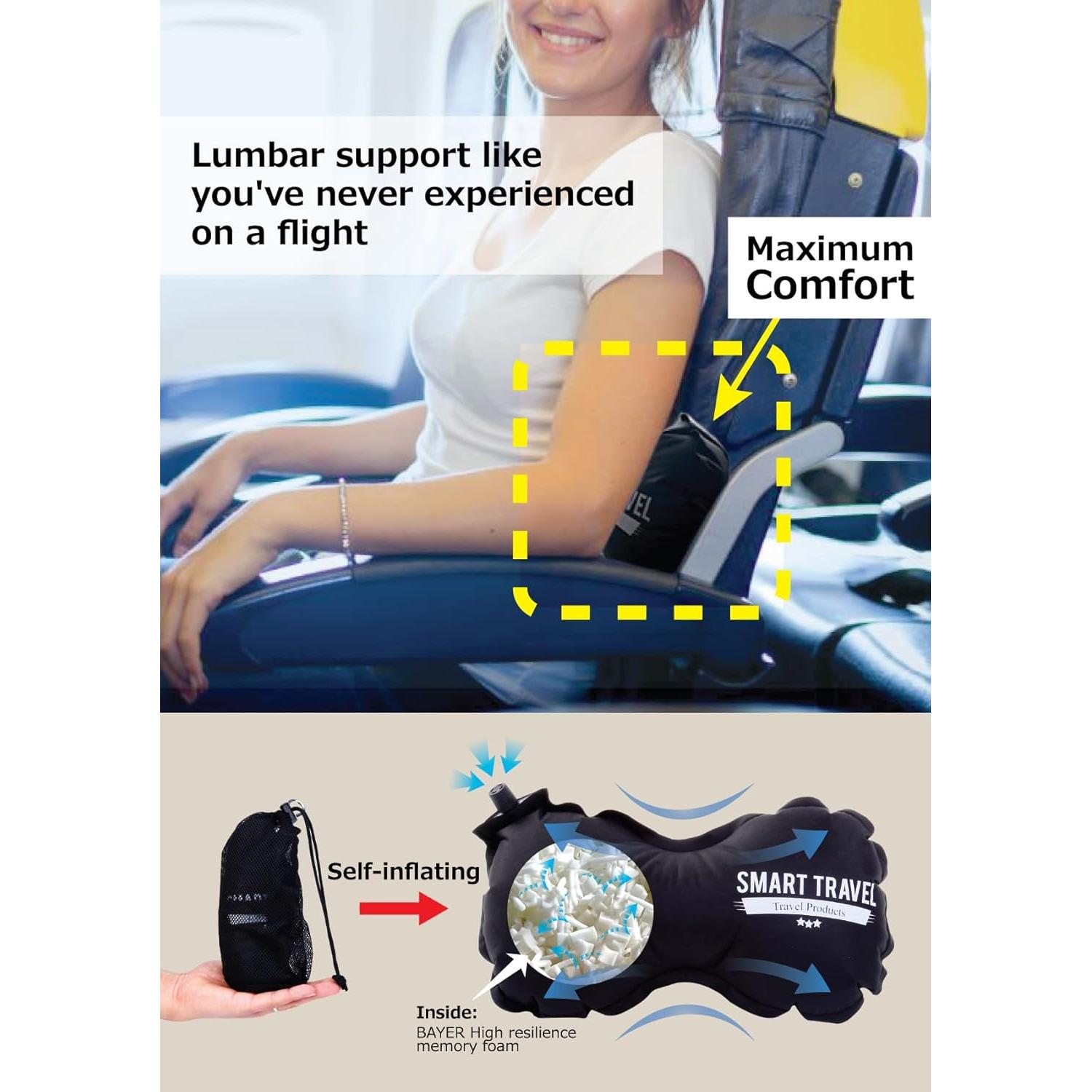 Almohada Lumbar Inflable Smart Travel Espuma Viscoelástica