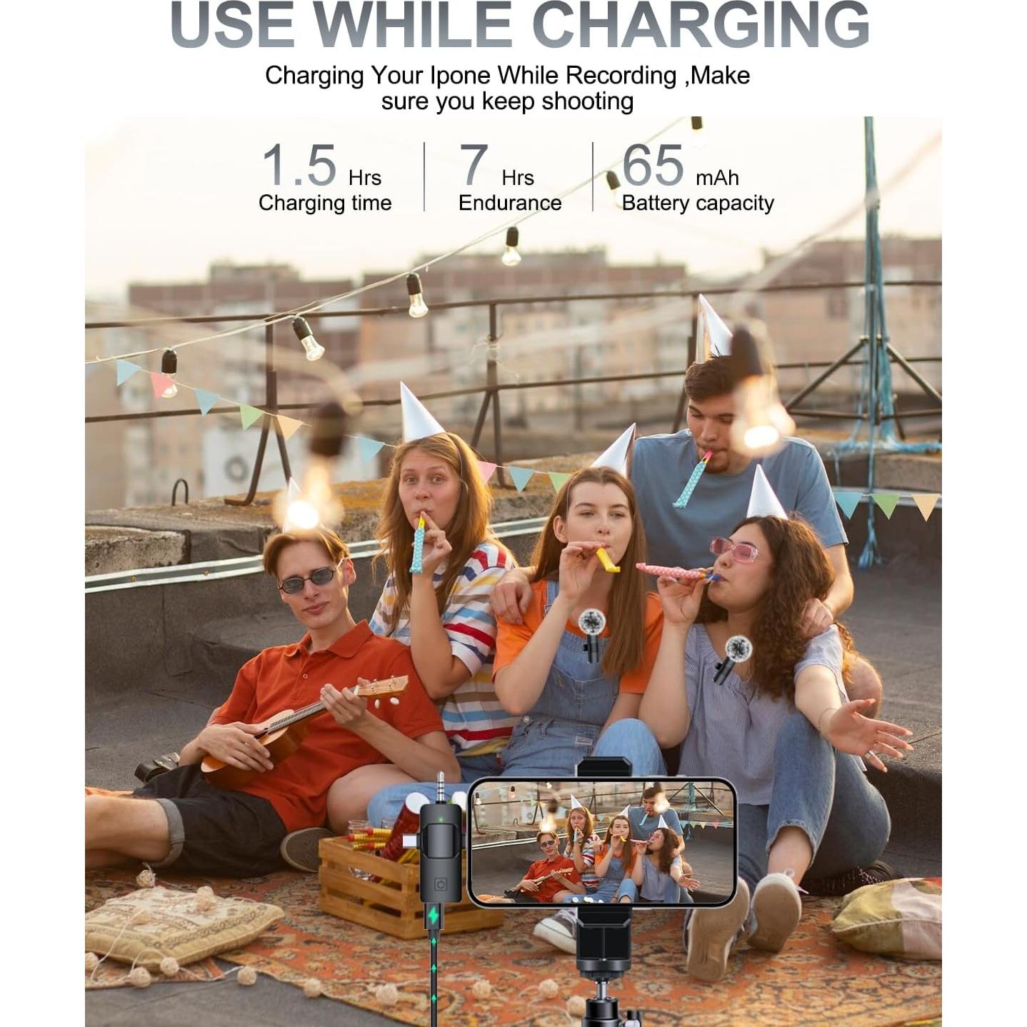 Micrófono Lavalier Inalámbrico PQRQP 3 en 1 para iPhone y Android