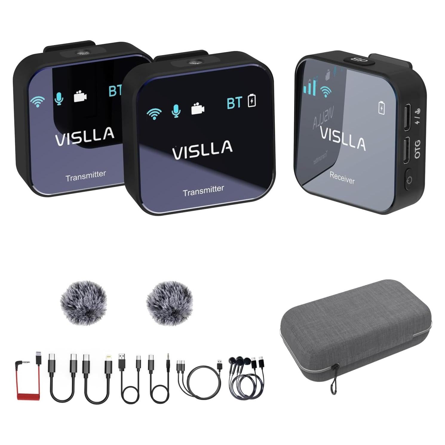 Micrófono Lavalier Inalámbrico Vislla GM30, 12h Batería, 200m Alcance