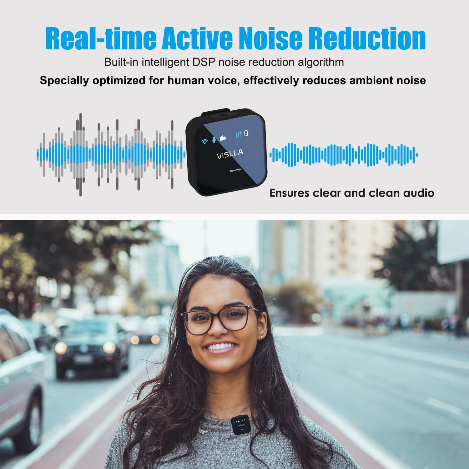 Micrófono Lavalier Inalámbrico Vislla GM30, 12h Batería, 200m Alcance