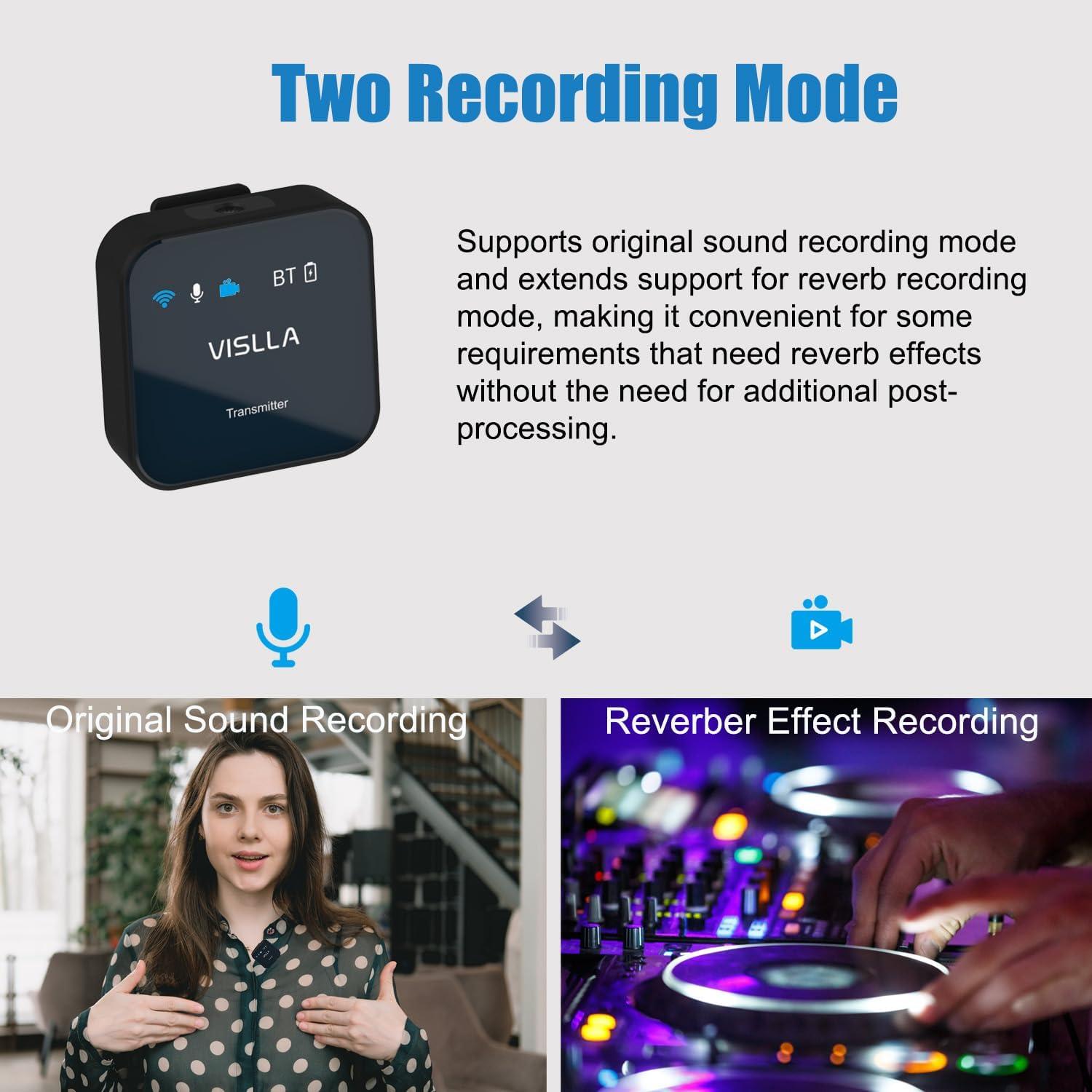 Micrófono Lavalier Inalámbrico Vislla GM30, 12h Batería, 200m Alcance