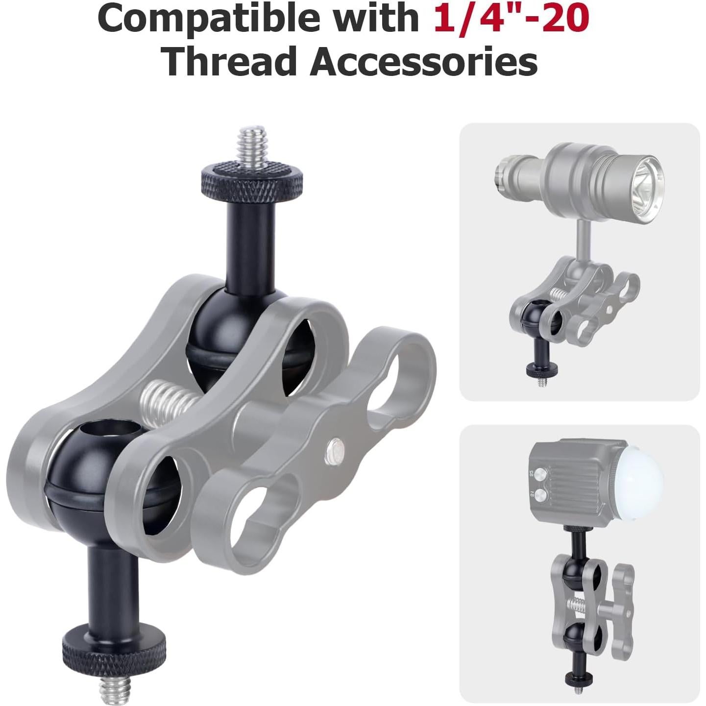 Adaptador de Cabeza Esférica Mechrig 1" con Rosca 1/4"-20