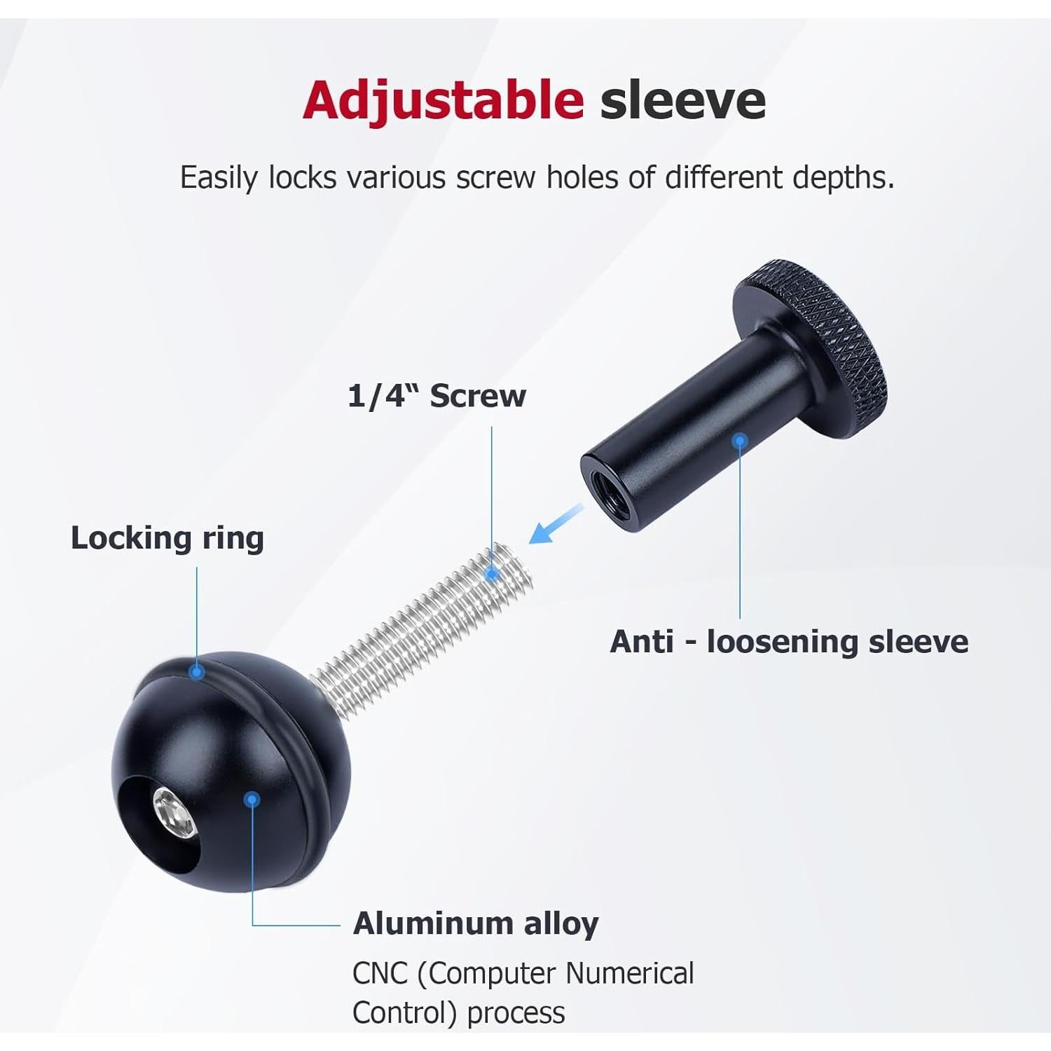 Adaptador de Cabeza Esférica Mechrig 1" con Rosca 1/4"-20