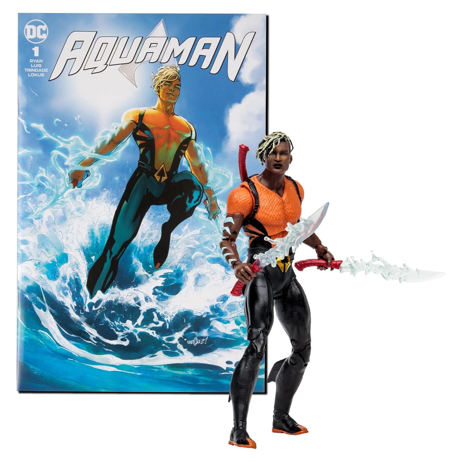 Figura de Acción Aqualad McFarlane 19 cm con Cómic Aquaman