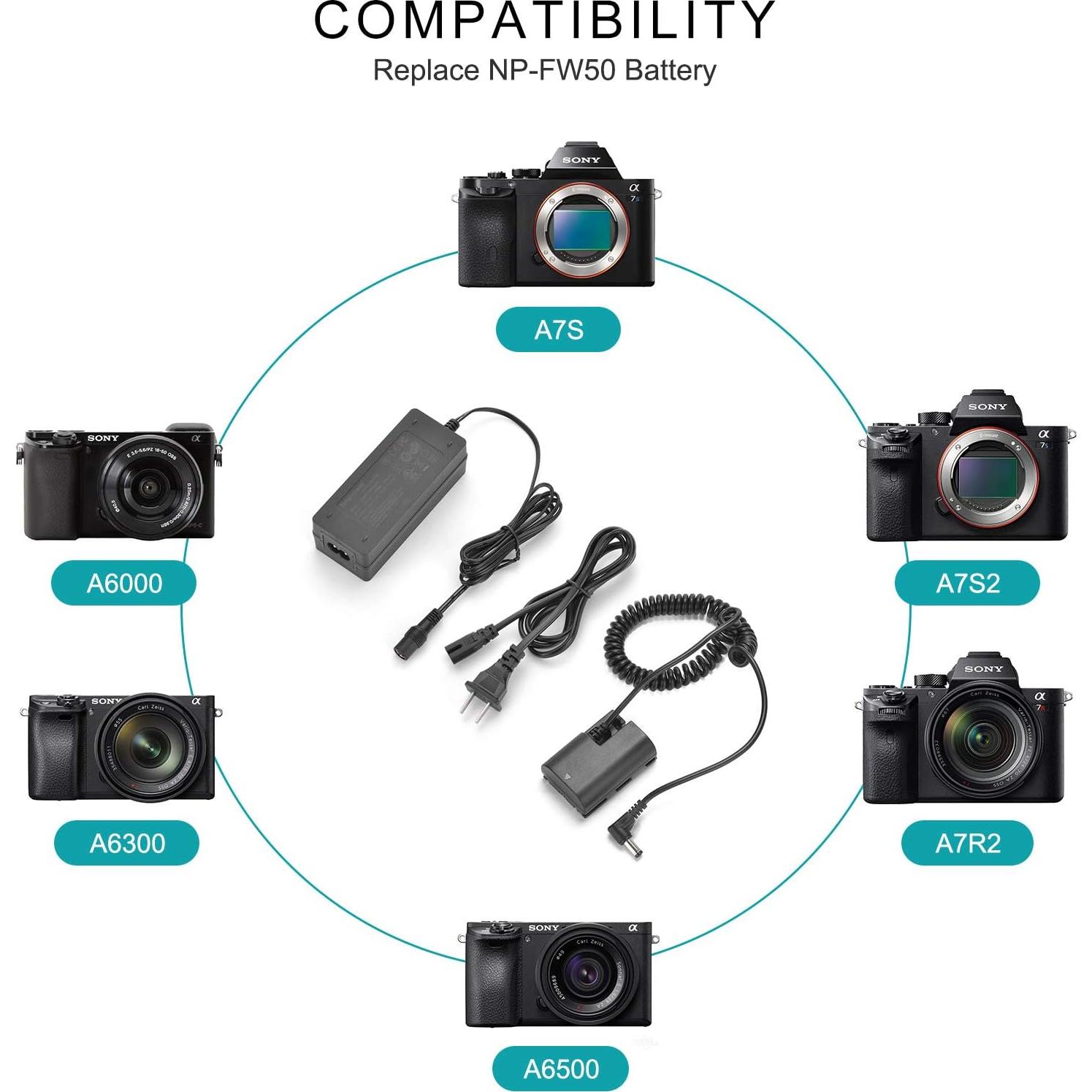 Kit Batería Falsa King Ma NP-FW50 con Adaptador AC/DC para Sony