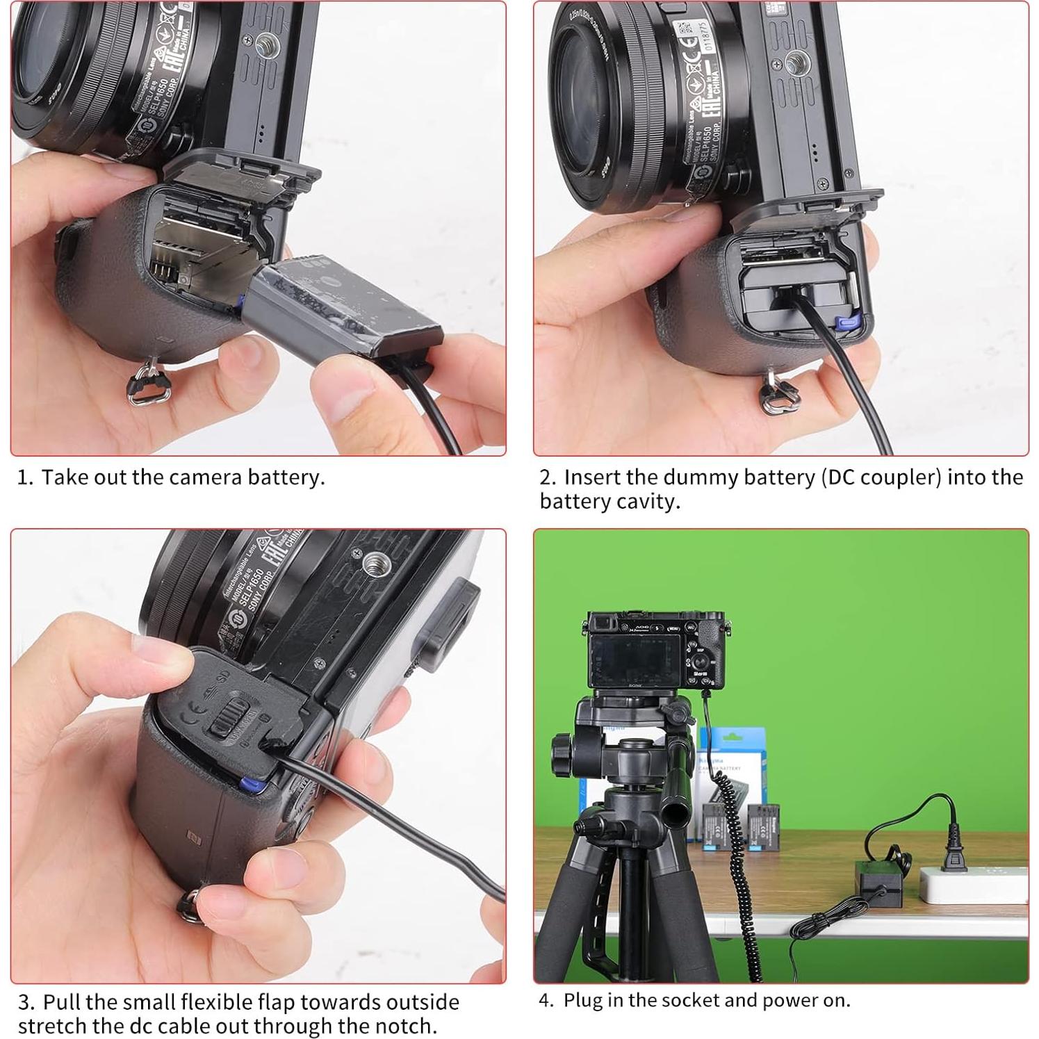 Kit Batería Falsa King Ma NP-FW50 con Adaptador AC/DC para Sony