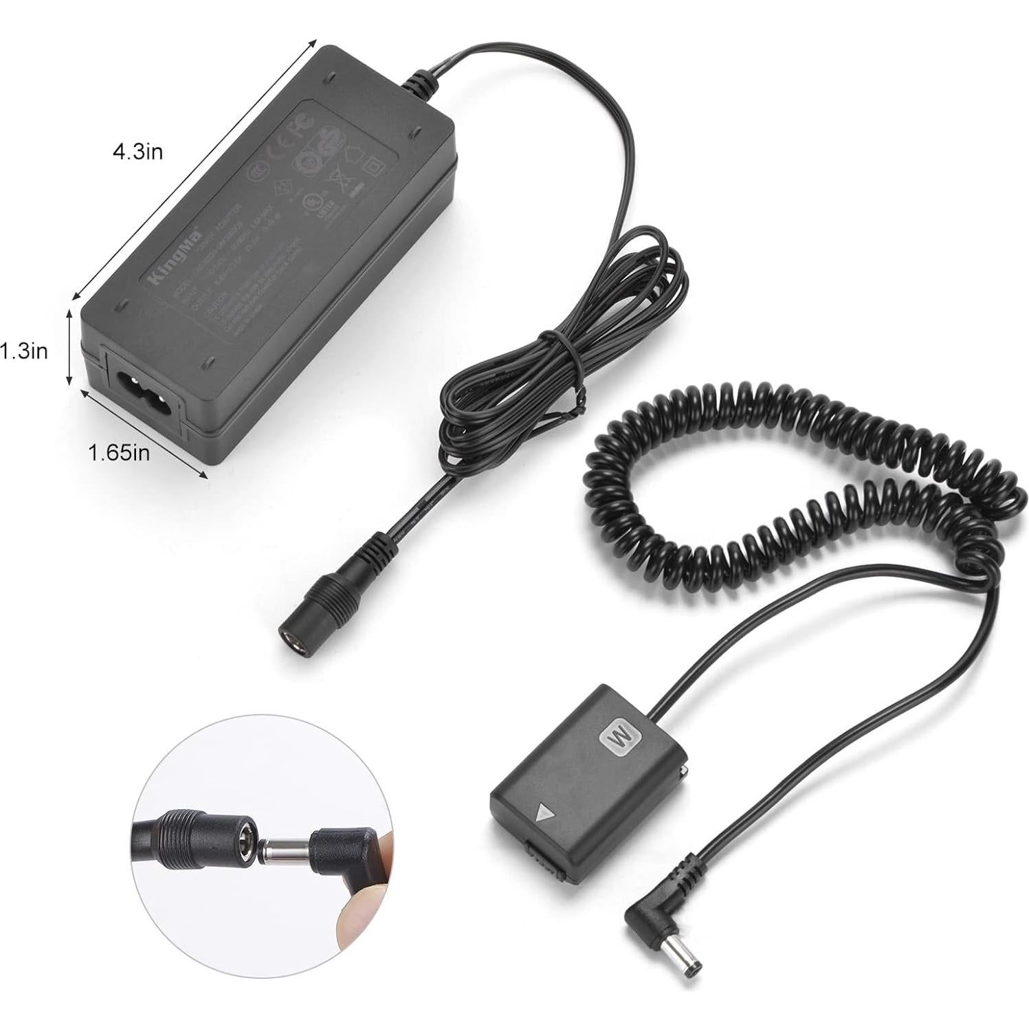 Kit Batería Falsa King Ma NP-FW50 con Adaptador AC/DC para Sony