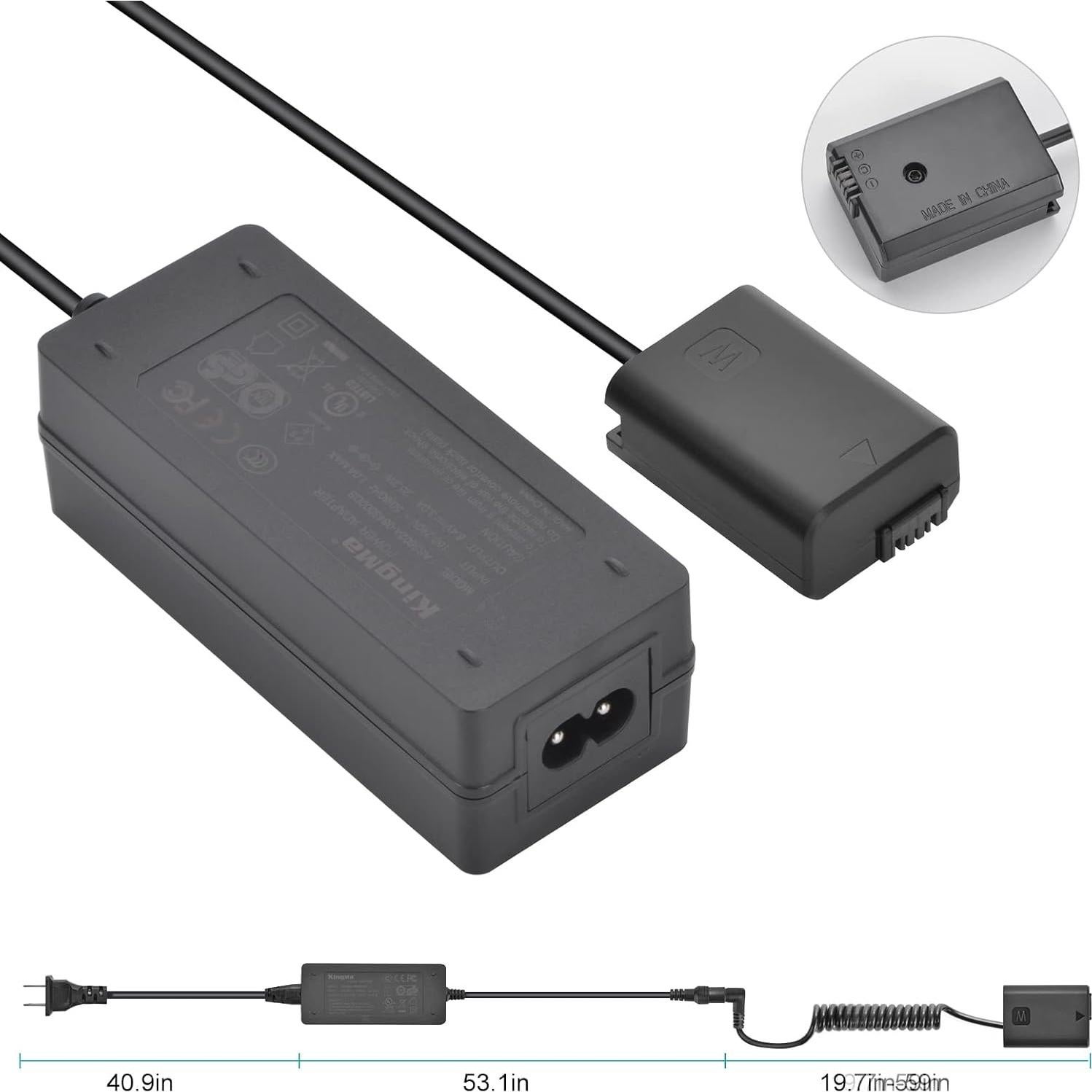 Kit Batería Falsa King Ma NP-FW50 con Adaptador AC/DC para Sony