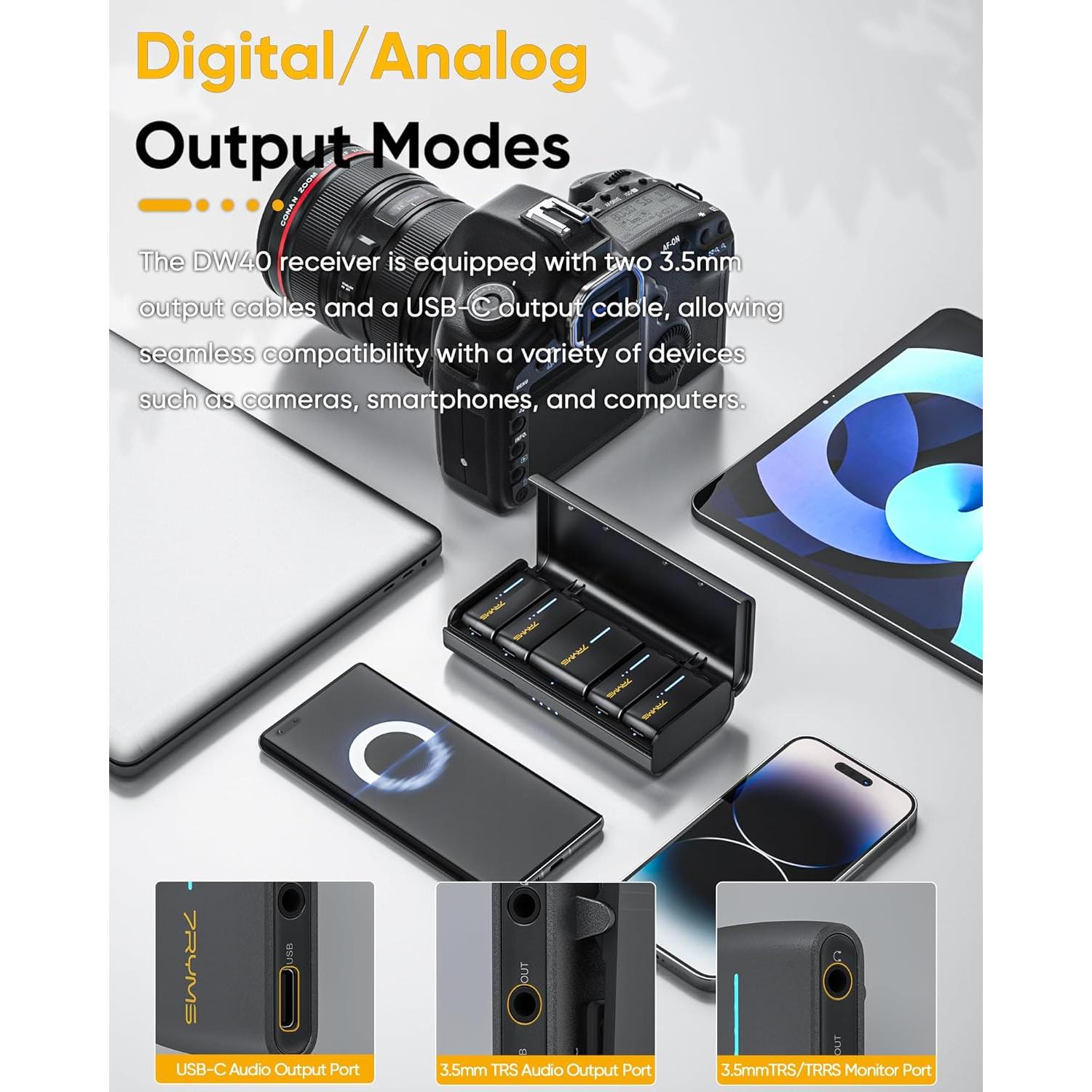 Micrófono Lavalier Inalámbrico 7RYMS iRay DW40 4 Canales