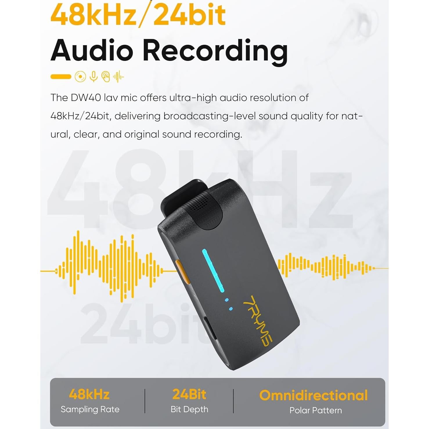 Micrófono Lavalier Inalámbrico 7RYMS iRay DW40 4 Canales