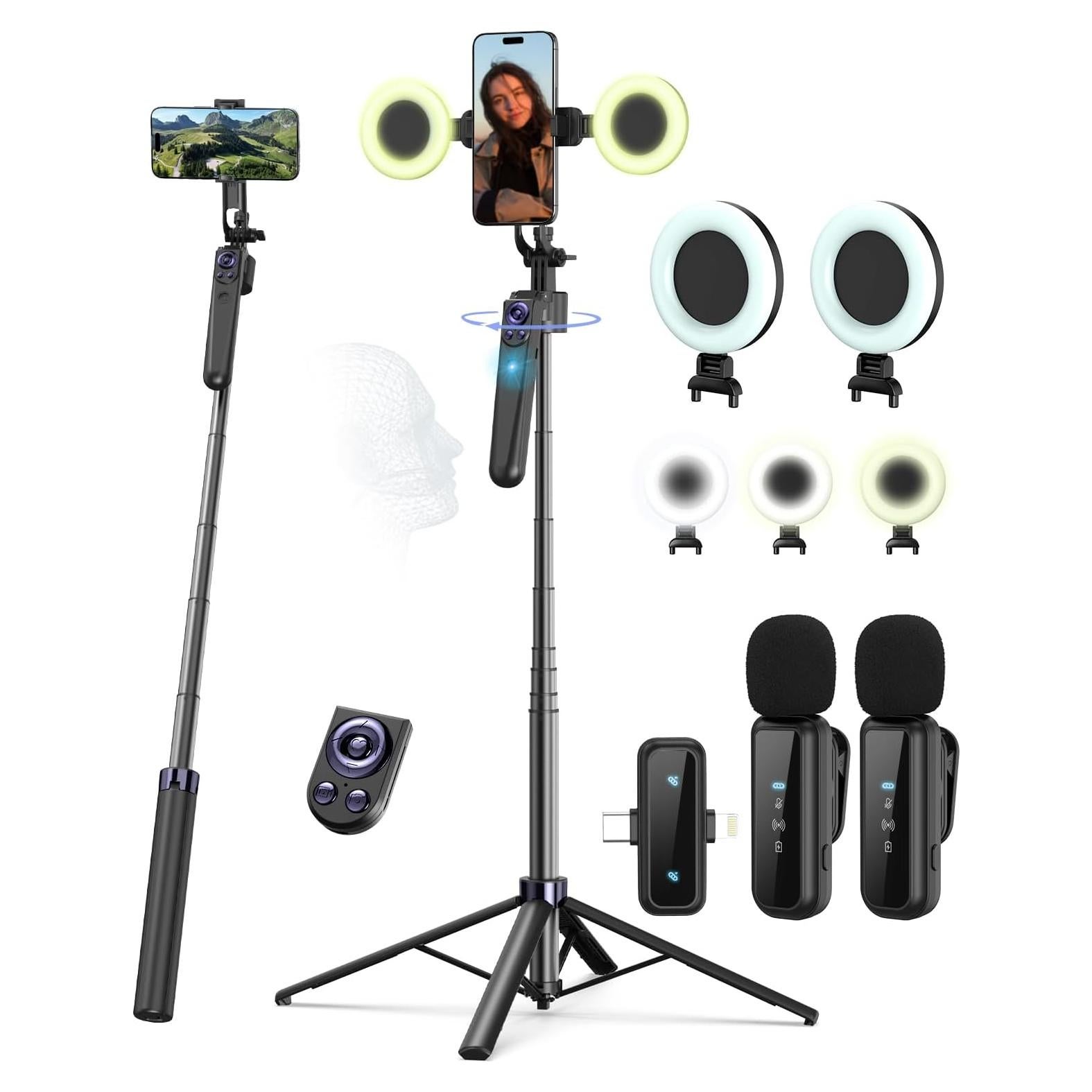 Kit de Vlogging Completo para iPhone/Android con Trípode 160cm