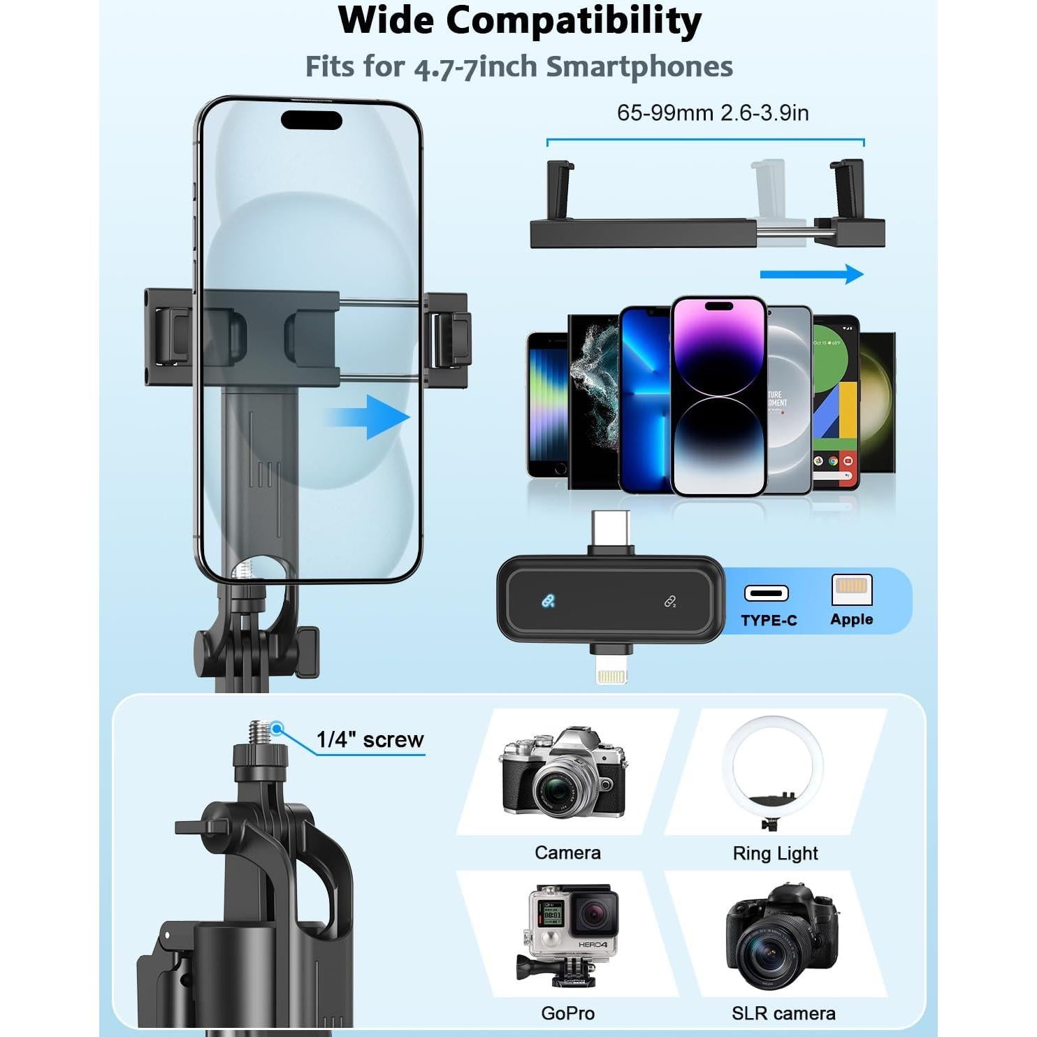 Kit de Vlogging Completo para iPhone/Android con Trípode 160cm