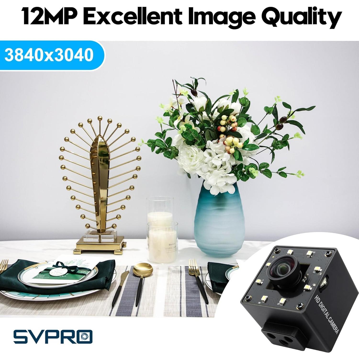 Cámara USB SVPRO 12MP IMX577 con Luz LED para PC y Raspberry Pi