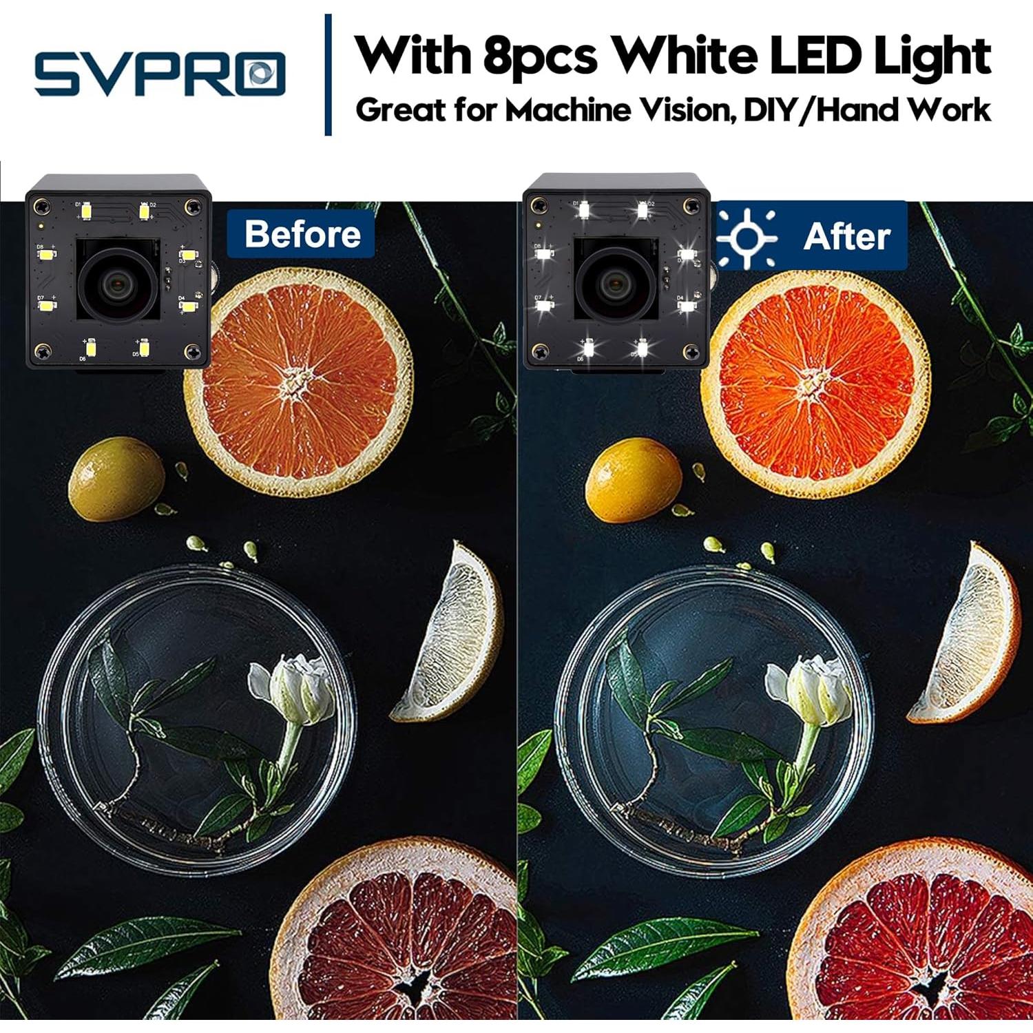 Cámara USB SVPRO 12MP IMX577 con Luz LED para PC y Raspberry Pi