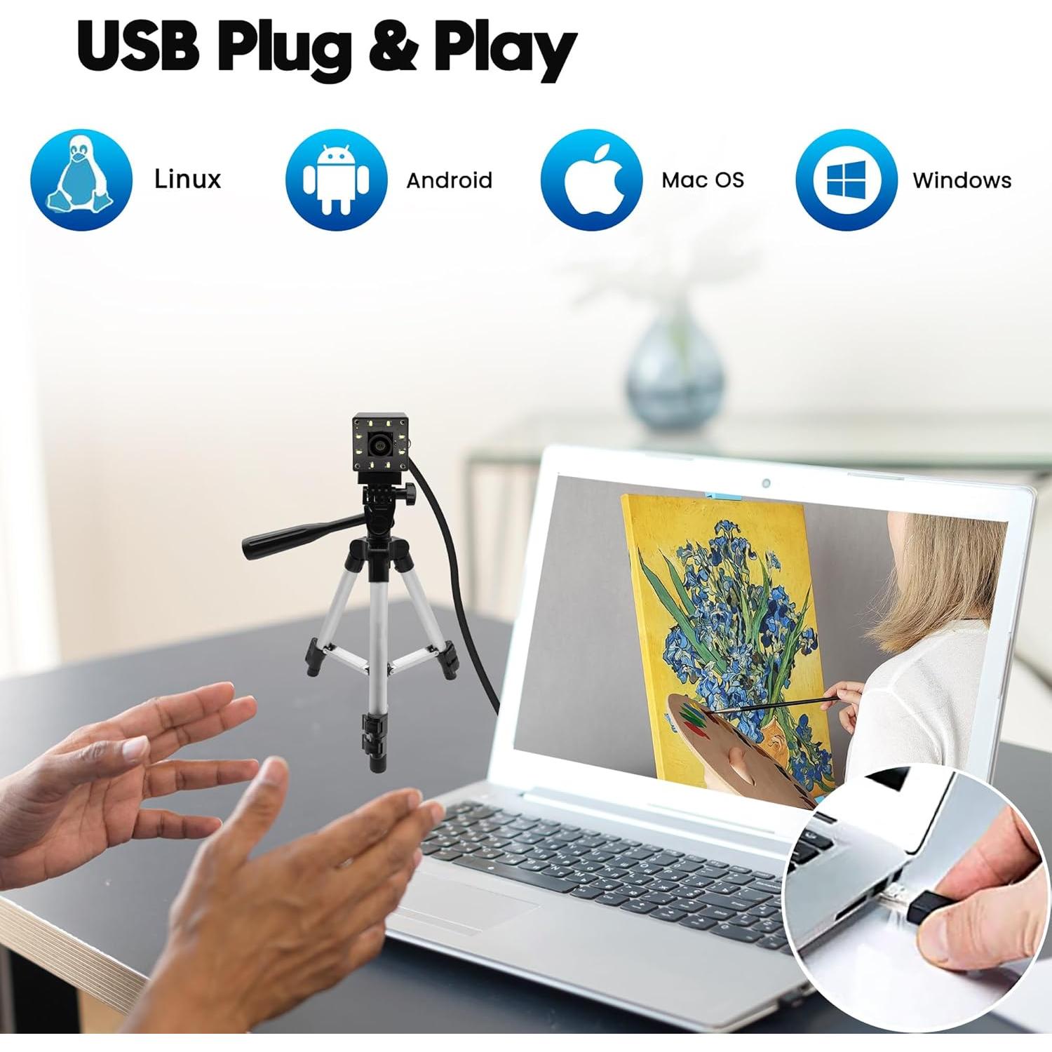 Cámara USB SVPRO 12MP IMX577 con Luz LED para PC y Raspberry Pi