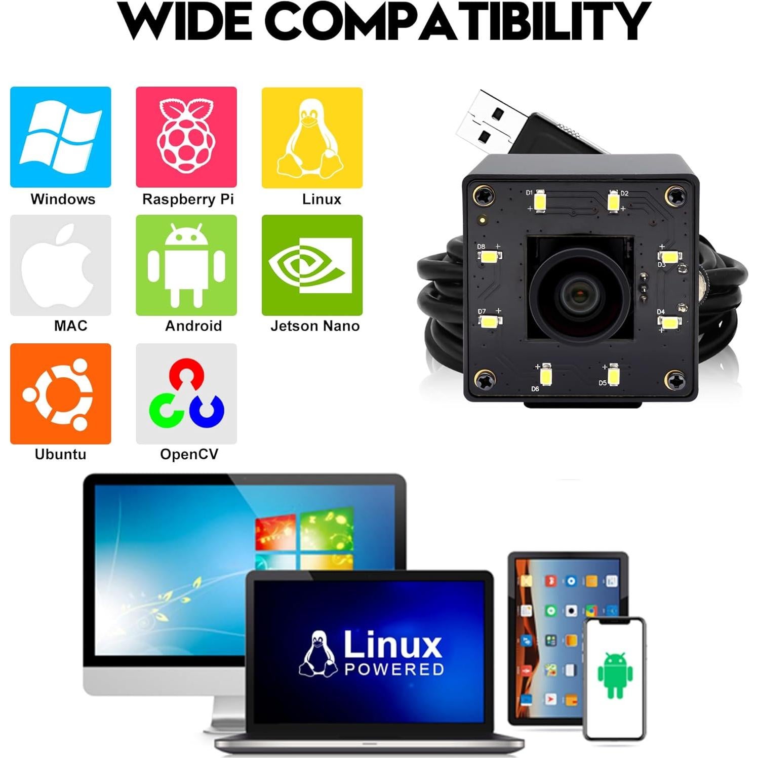 Cámara USB SVPRO 12MP IMX577 con Luz LED para PC y Raspberry Pi