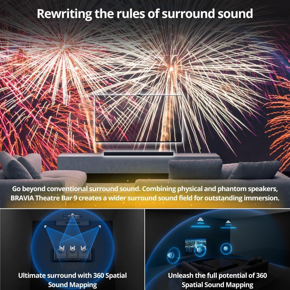 Barra de Sonido Sony HT-A9000 con Dolby Atmos y Subwoofer Inalámbrico