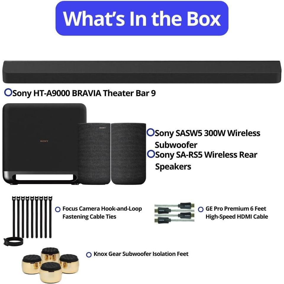 Barra de Sonido Sony HT-A9000 con Dolby Atmos y Subwoofer Inalámbrico
