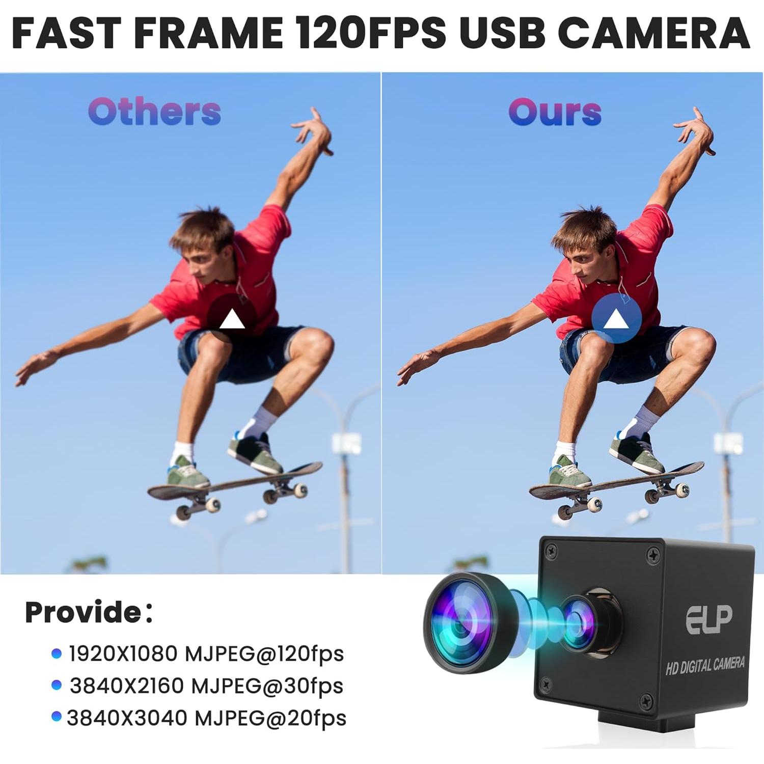 Cámara USB ELP 12MP Autofoco 1080P 120fps Mini UVC