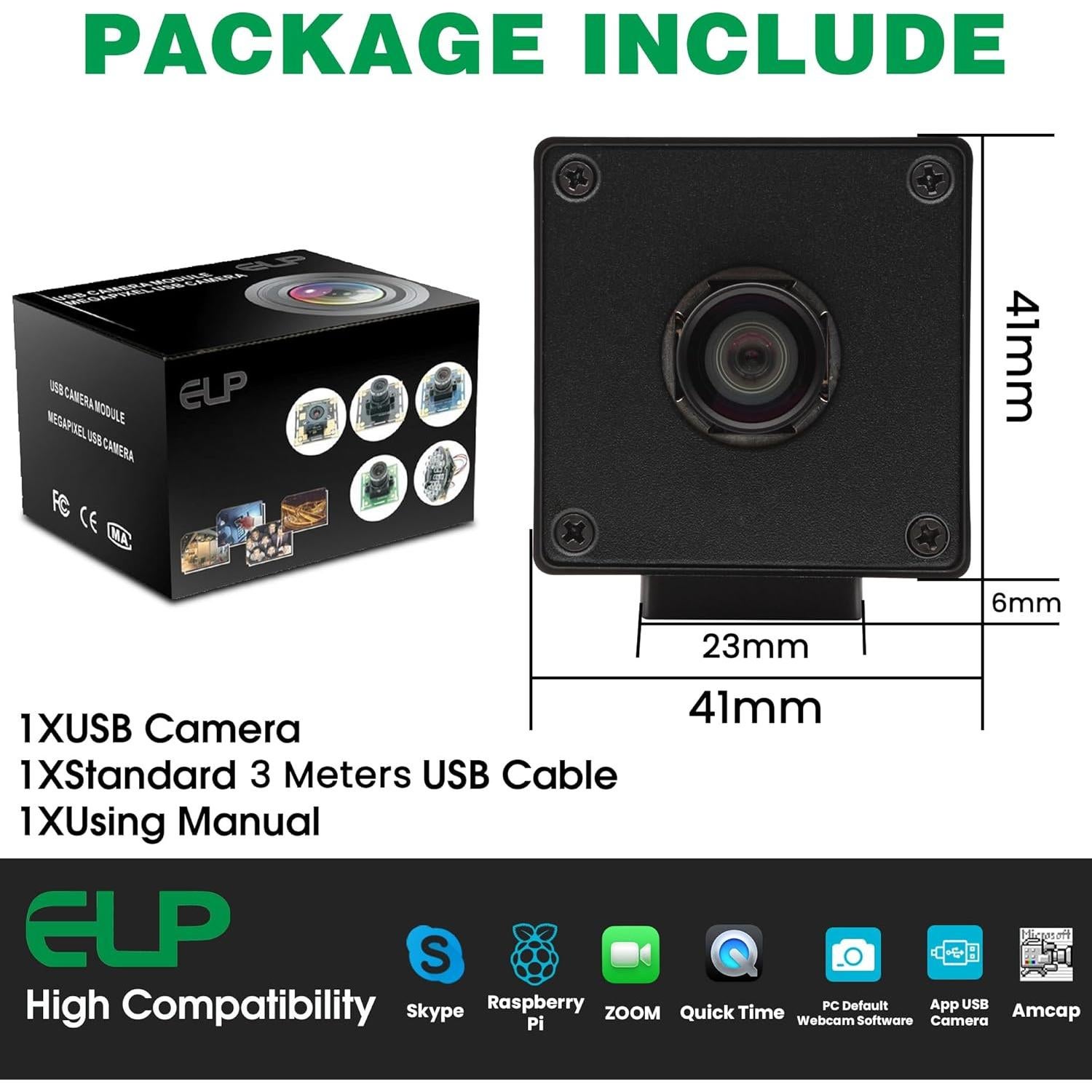 Cámara USB ELP 12MP Autofoco 1080P 120fps Mini UVC