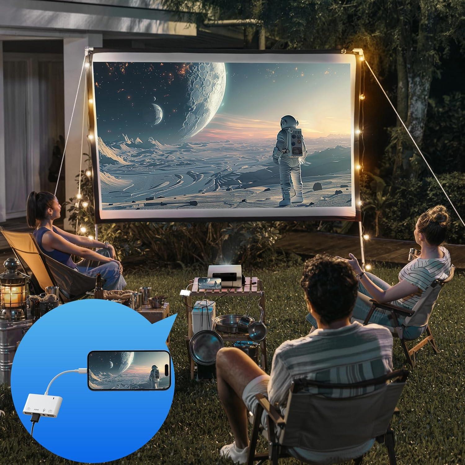 Adaptador Lightning a HDMI FEINODI con USB y Micrófono - Blanco