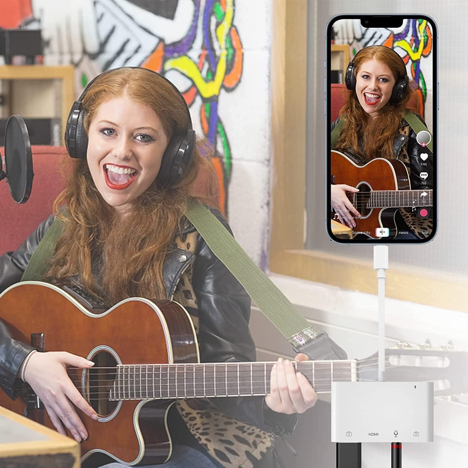 Adaptador Lightning a HDMI FEINODI con USB y Micrófono - Blanco