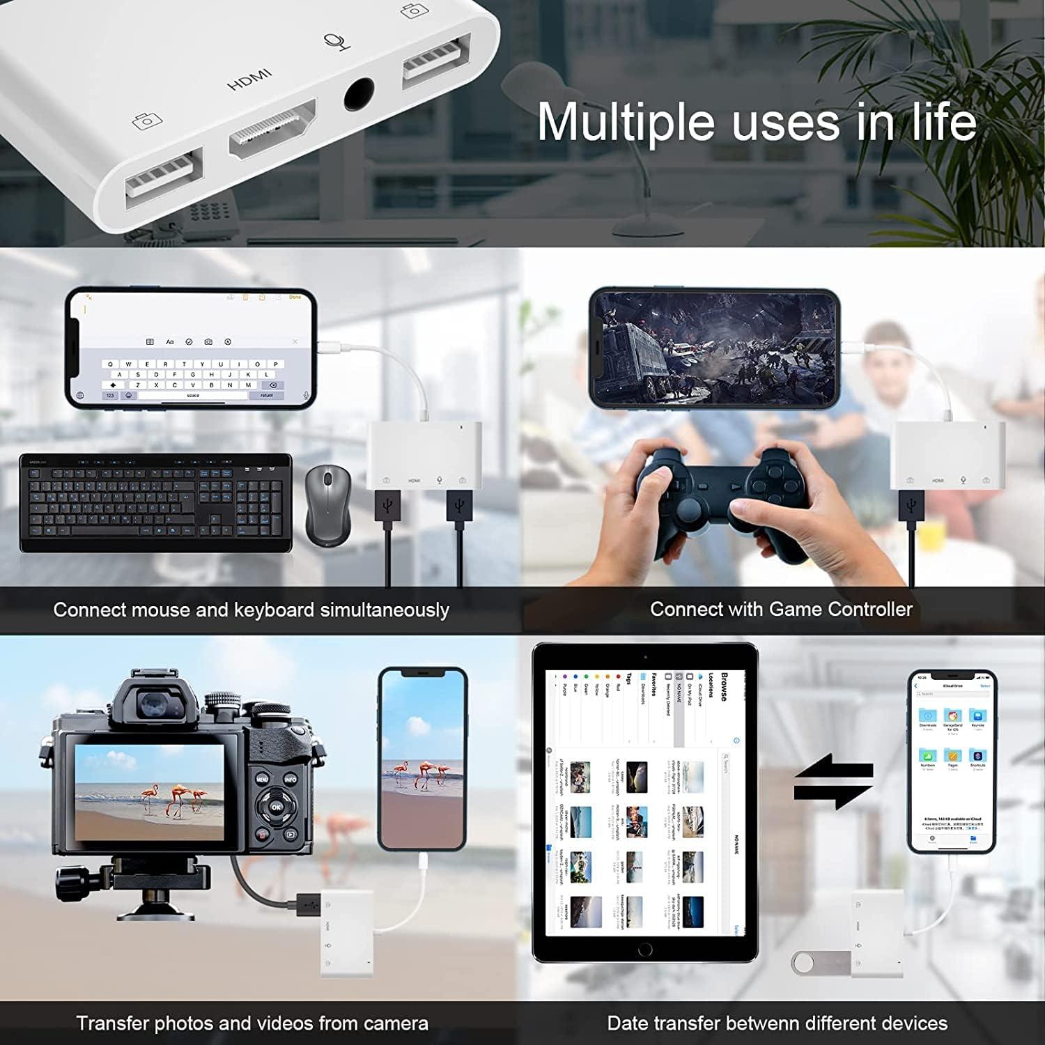 Adaptador Lightning a HDMI FEINODI con USB y Micrófono - Blanco