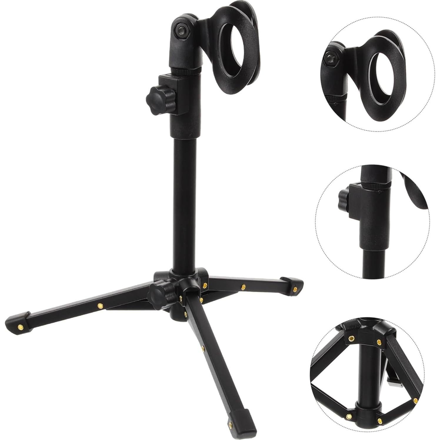 Soporte de Micrófono Ajustable de Metal con Trípode Plegable