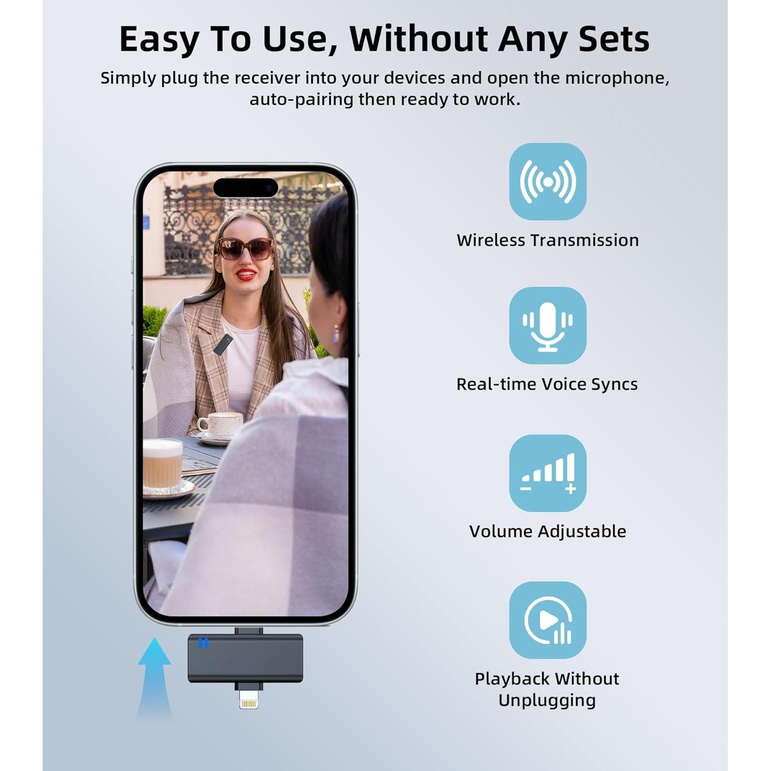 Micrófono Inalámbrico Lavalier EZColoris M200 - 35H Batería, USB-C