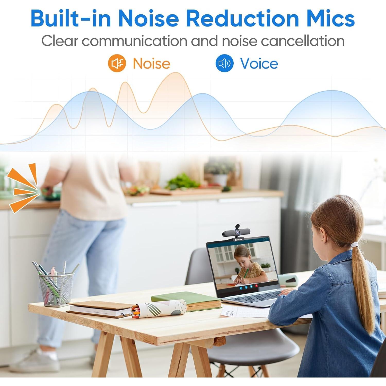 Cámara Web Full HD 1080P ODDKONT con Micrófono y Corrección de Luz