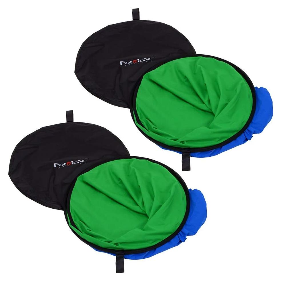 Fotodiox Pro Collapsible Background Set of 2 - Two (2X) 5x7’ Chromakey Chromakey Green + Blue 2-in-1 Backdrops Panel