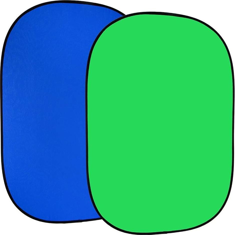 Fotodiox Pro Collapsible Background Set of 2 - Two (2X) 5x7’ Chromakey Chromakey Green + Blue 2-in-1 Backdrops Panel