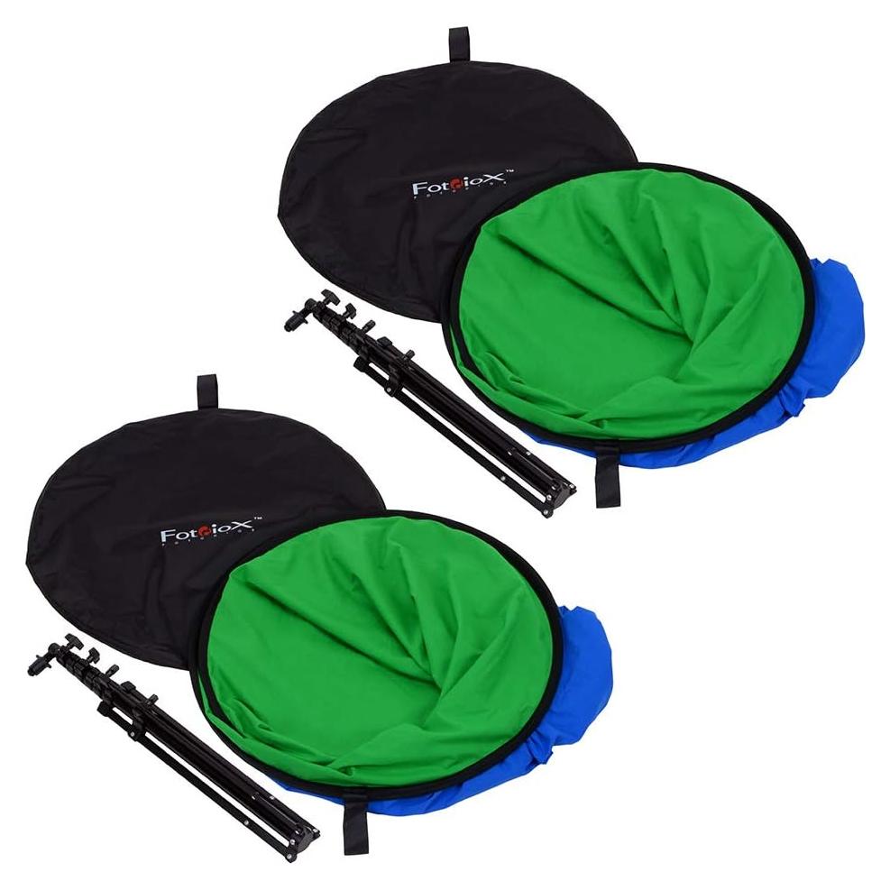 Conjunto de Fondo Plegable Fotodiox Pro 2-en-1 Verde Azul 1.52m x 2.13m
