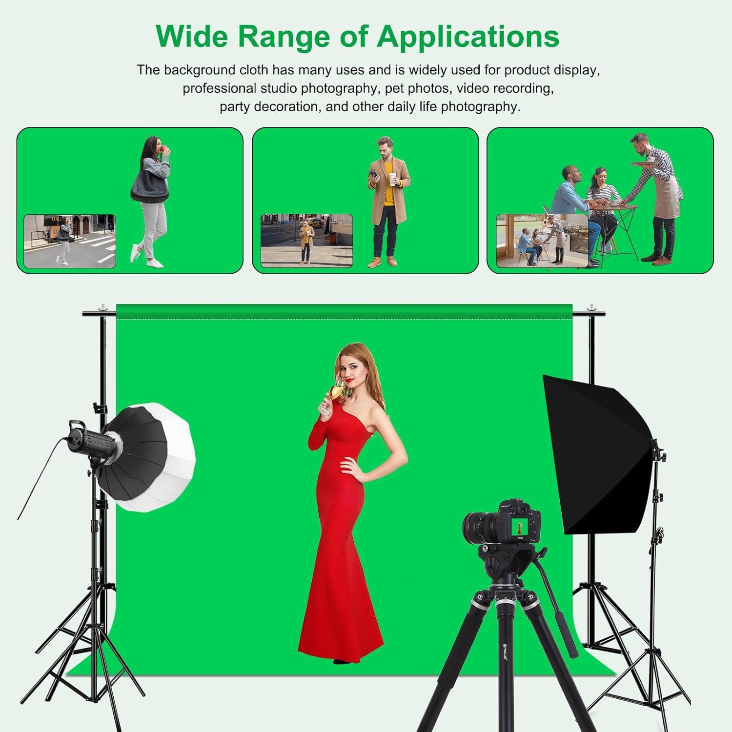 Fondo Fotográfico Verde PULUZ 3x2m con Clips para Estudio