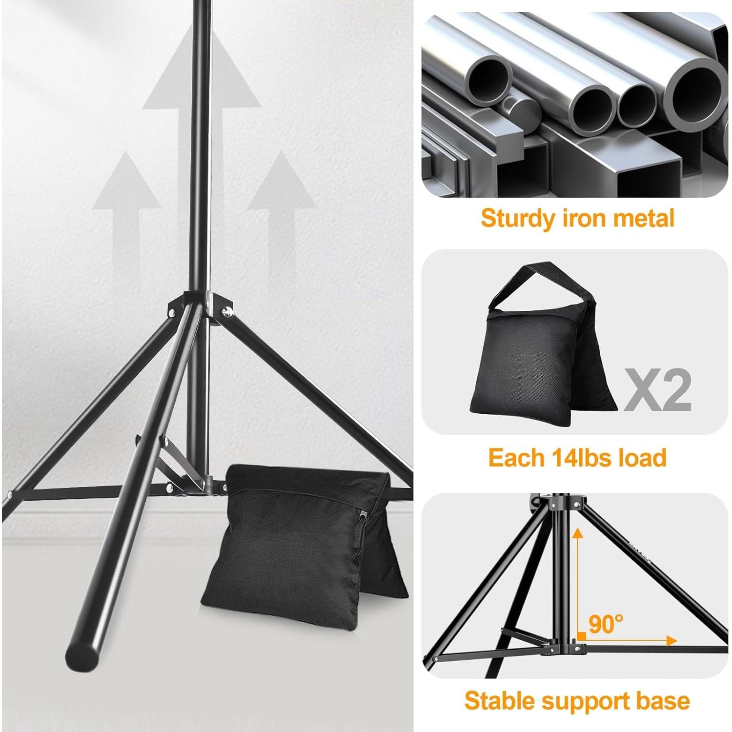 EMART 8.5 x 10 ft Photo Backdrop Stand, Adjustable Photography Muslin Background Support System Stand, 5x6.5ft Non-Woven Green Screen Backdrop, for Photo Video Studio