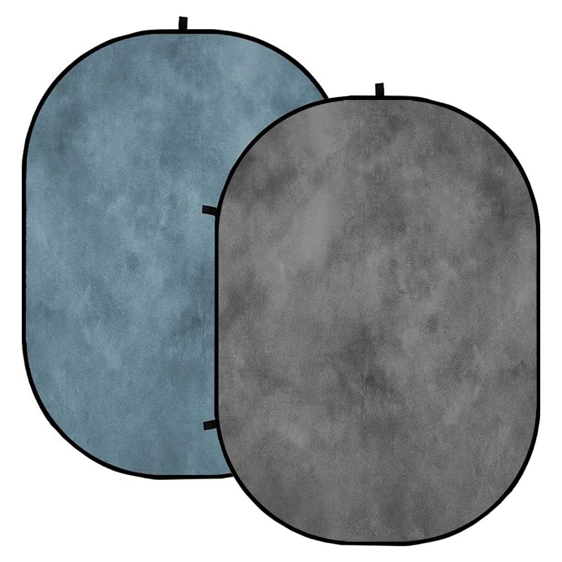 Kate Collapsible Backdrop Pop-up Photo Backdrops Folded Grey Teal for Photography, for Video, for Broadcast, 5x6.5ft