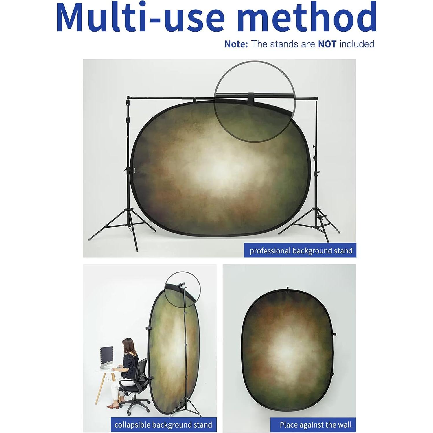 Kate Collapsible Backdrop Pop-up Photo Backdrops Folded Grey Teal for Photography, for Video, for Broadcast, 5x6.5ft