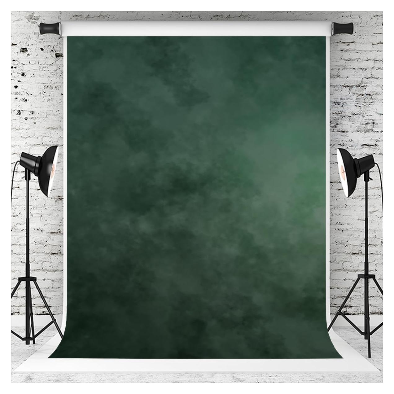 5×7ft Dark Green Portrait Backdrop Abstract Muslin Background for Photography Headshot Microfiber Photo Studio Props