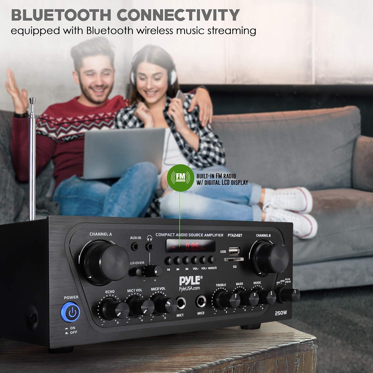 Amplificador de Audio Pyle PTA24BT 250W Bluetooth 2 Canales