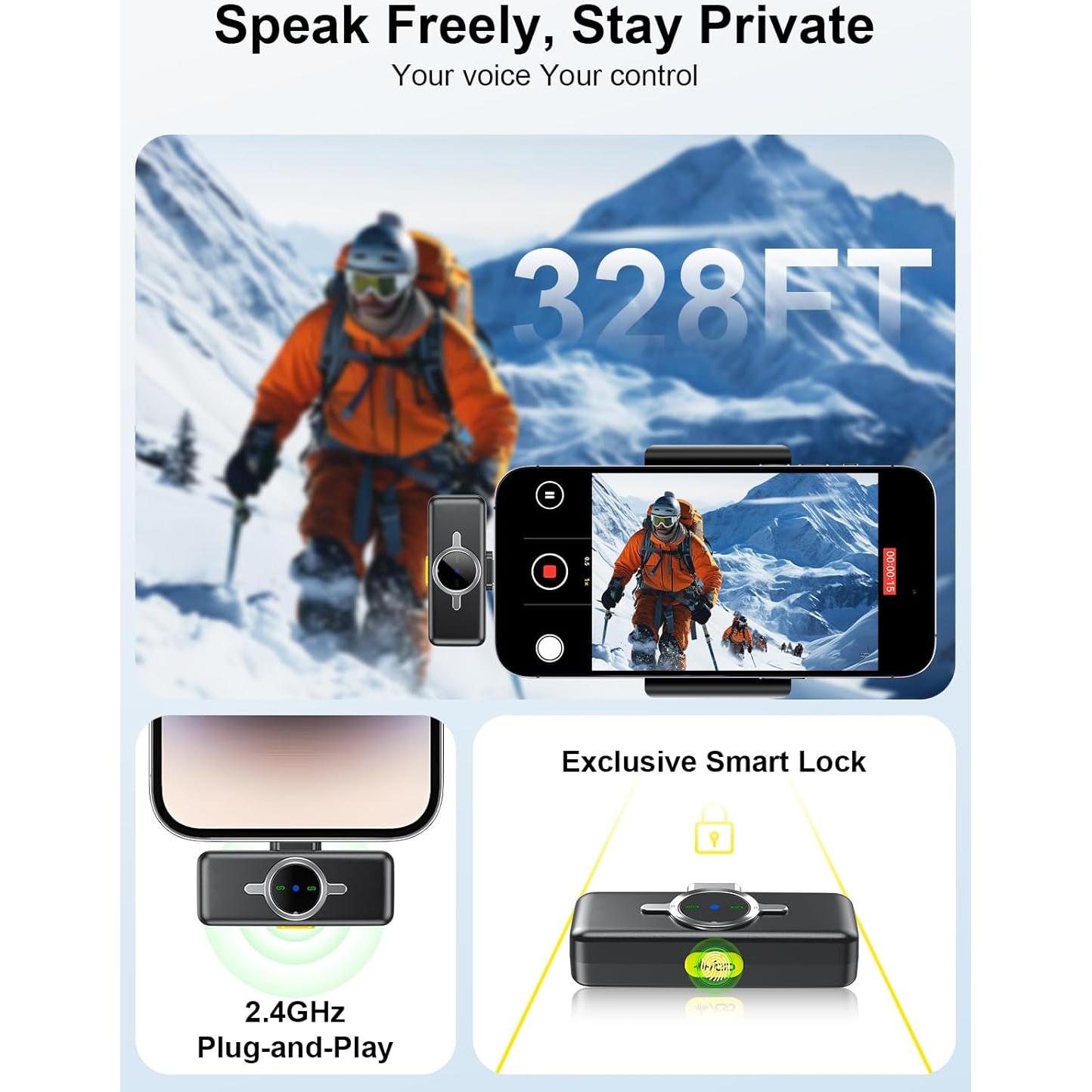 Micrófono Lavalier Inalámbrico BILIWAL M18 con Estuche 56H