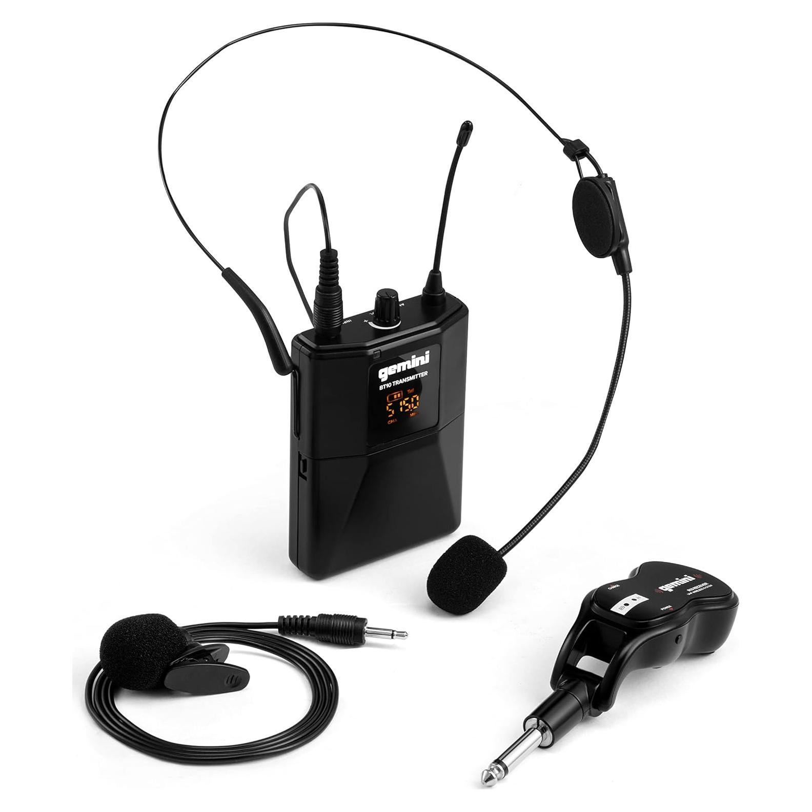 Sistema de micrófono inalámbrico Gemini GMU-HSL100 - Doble Lavalier y Diadema