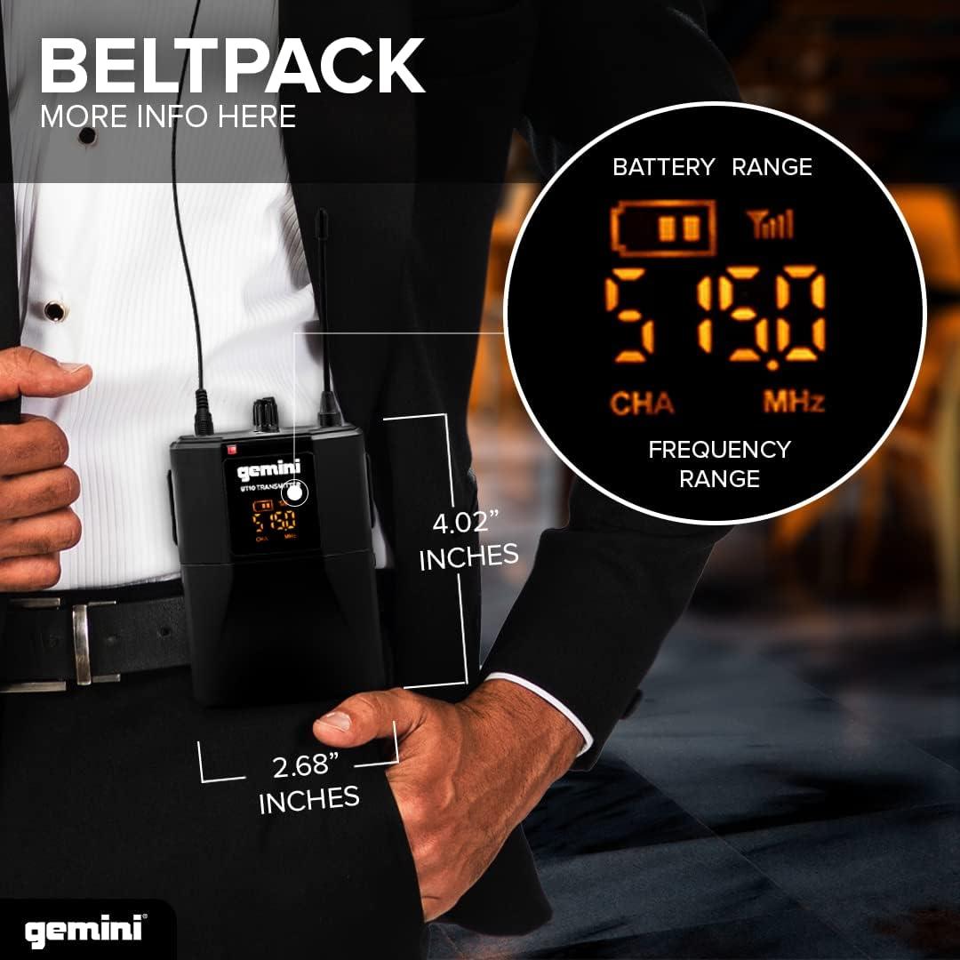 Sistema de micrófono inalámbrico Gemini GMU-HSL100 - Doble Lavalier y Diadema