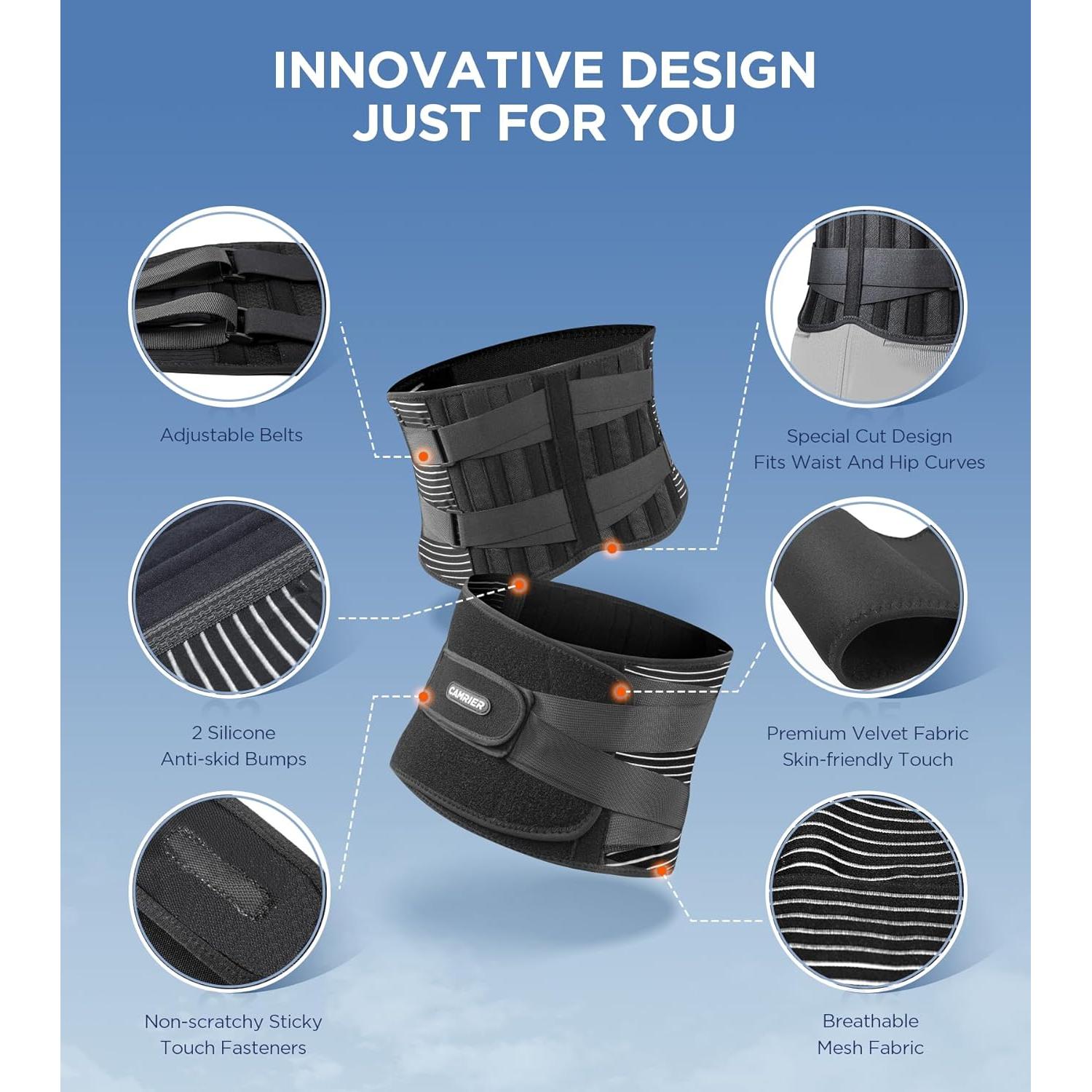 Faja Lumbar CAMRIER con Almohadilla 3D para Espalda Baja