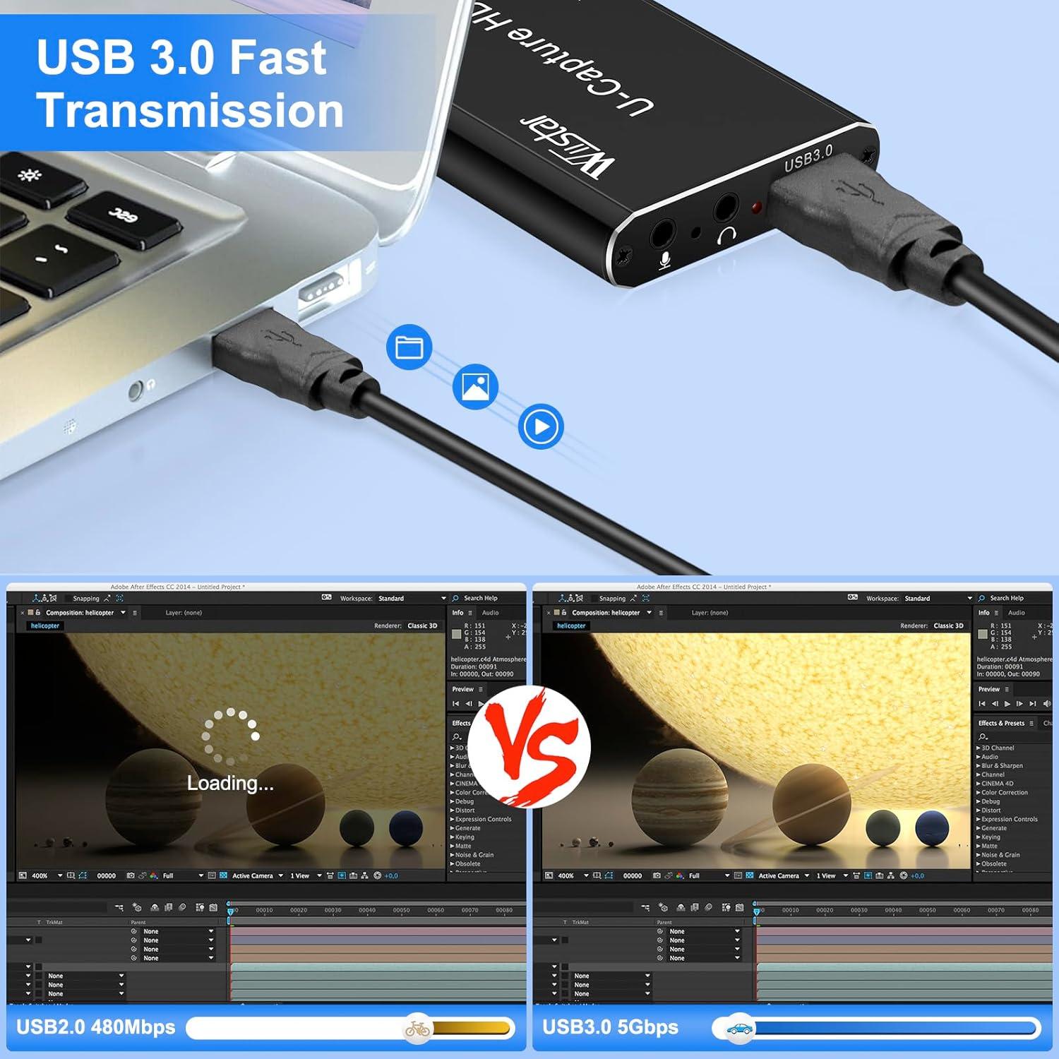 Tarjeta de Captura de Video Wiistar UHV30A 1080P 60fps USB 3.0