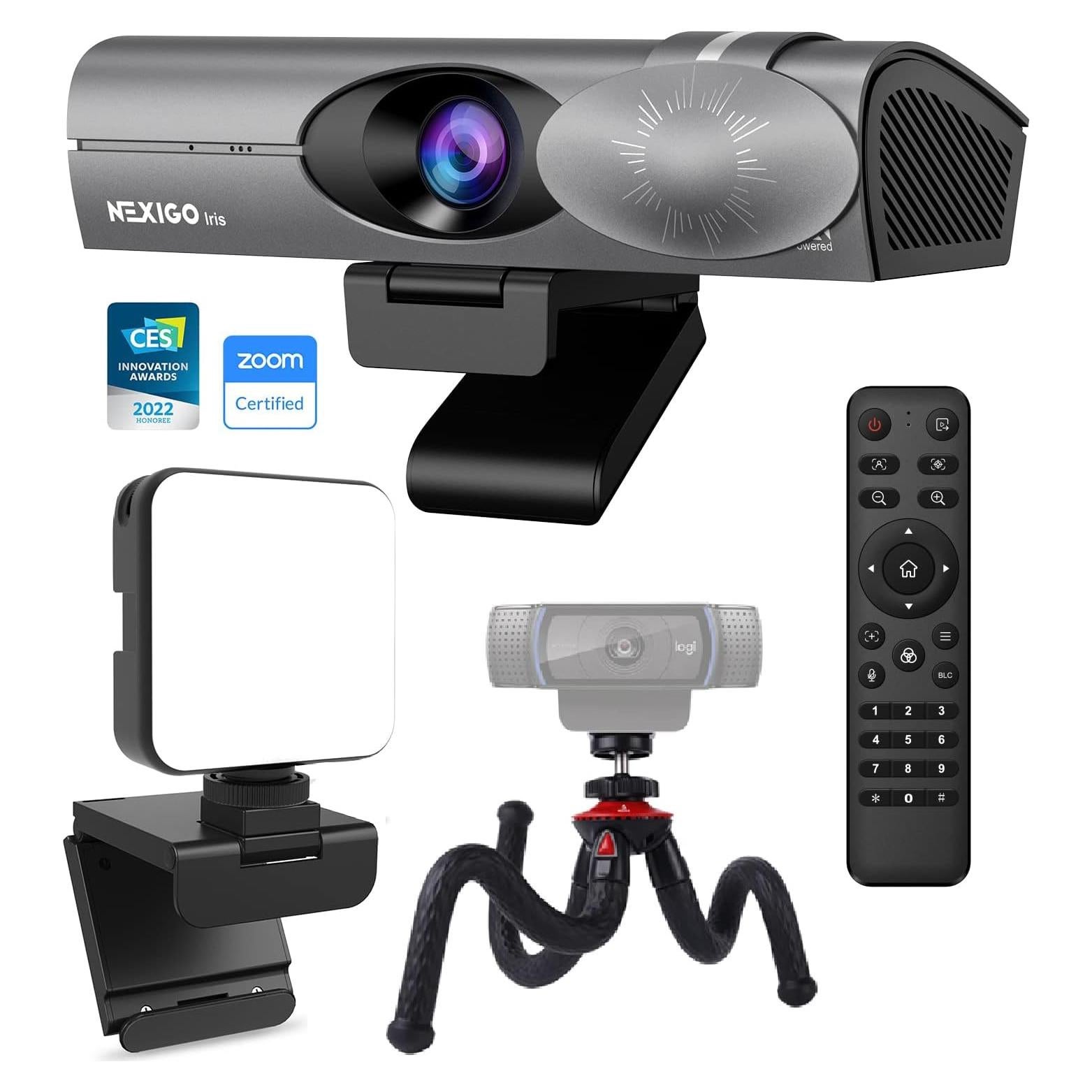 Iris Kits, 4K AI Webcam with 1/1.8" Sony_Sensor, Onboard Flash Memory, HDR, PiP, DSLR-Style Control, Enhanced Video Conference Light, Flexible Camera Tripod Stand, for Zoom/Teams/OBS and More