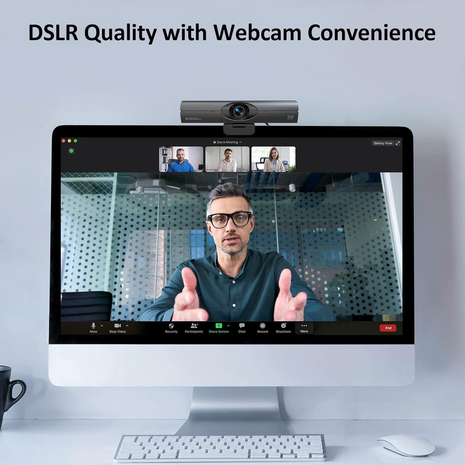 Iris Kits, 4K AI Webcam with 1/1.8" Sony_Sensor, Onboard Flash Memory, HDR, PiP, DSLR-Style Control, Enhanced Video Conference Light, Flexible Camera Tripod Stand, for Zoom/Teams/OBS and More