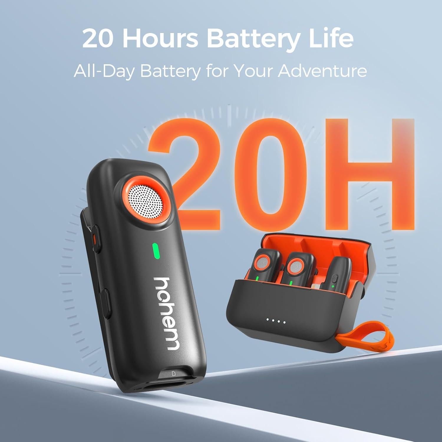 Micrófono Lavalier Inalámbrico Hohem MIC-01, 20h Batería, Cancelación Ruido